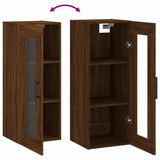 Wandschrank aus braunem Eichenholz, 34,5 x 34 x 90 cm