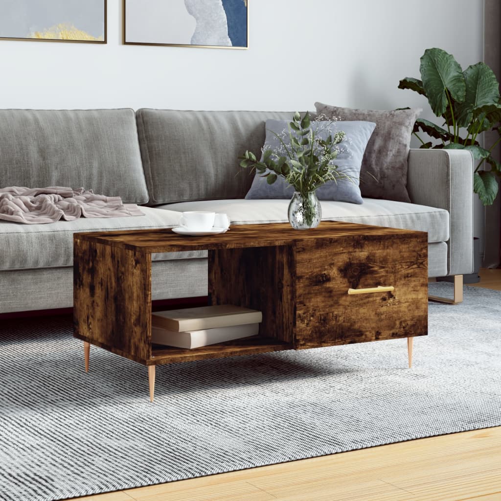 Smoked oak coffee table 90x50x40 cm engineered wood