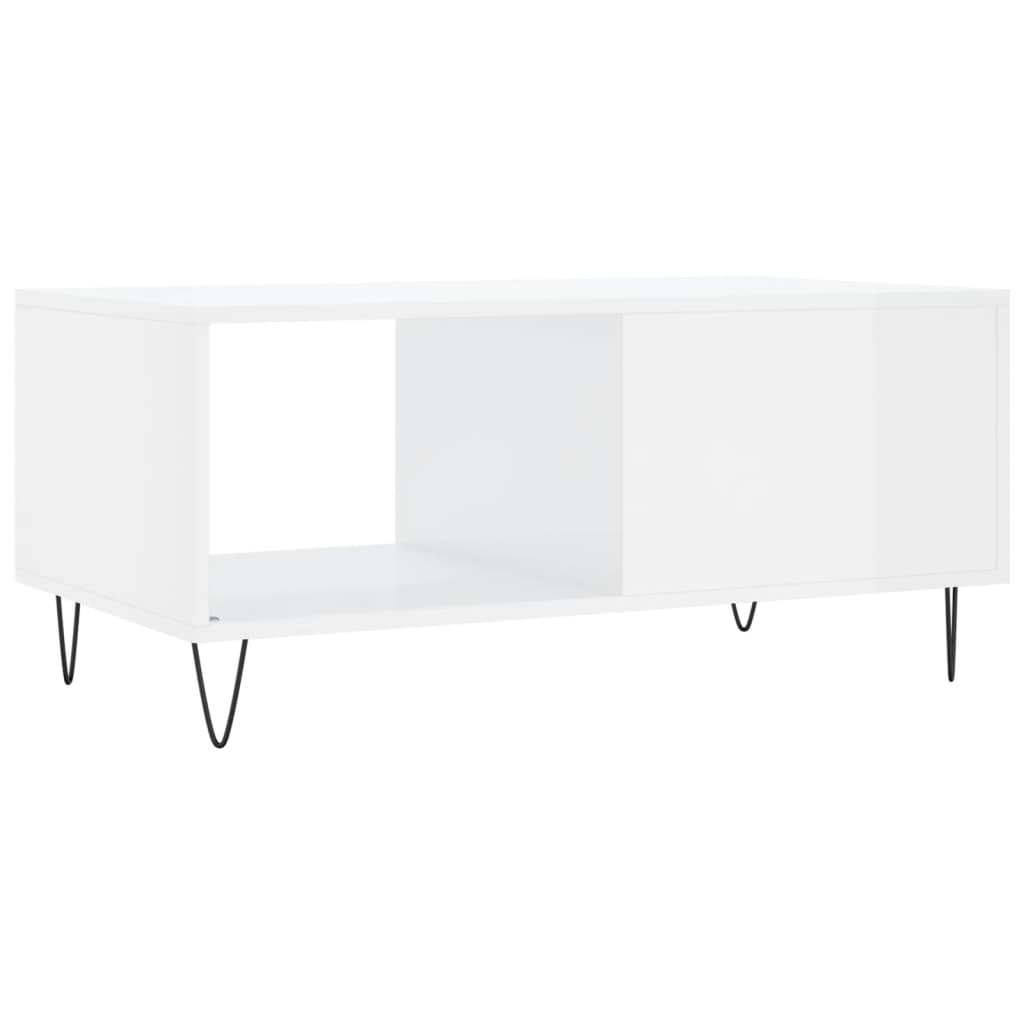 Coffee table Glossy white 90x50x40 cm Engineered wood