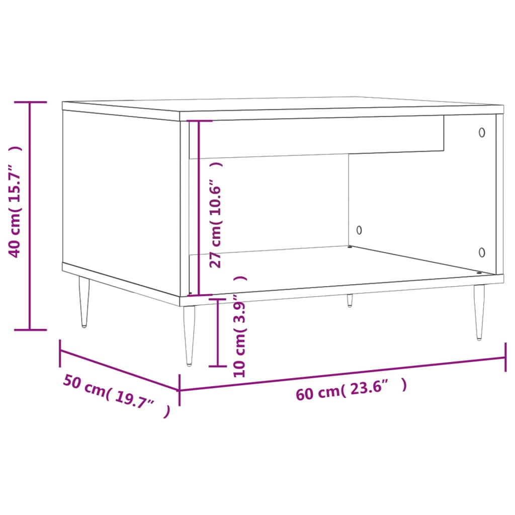 Table basse gris béton 60x50x40 cm bois d'ingénierie