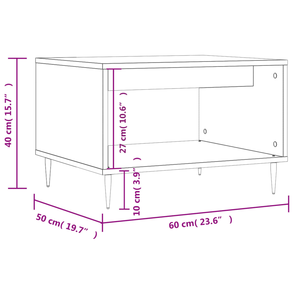 Sonoma coffee table gray 60x50x40 cm engineered wood