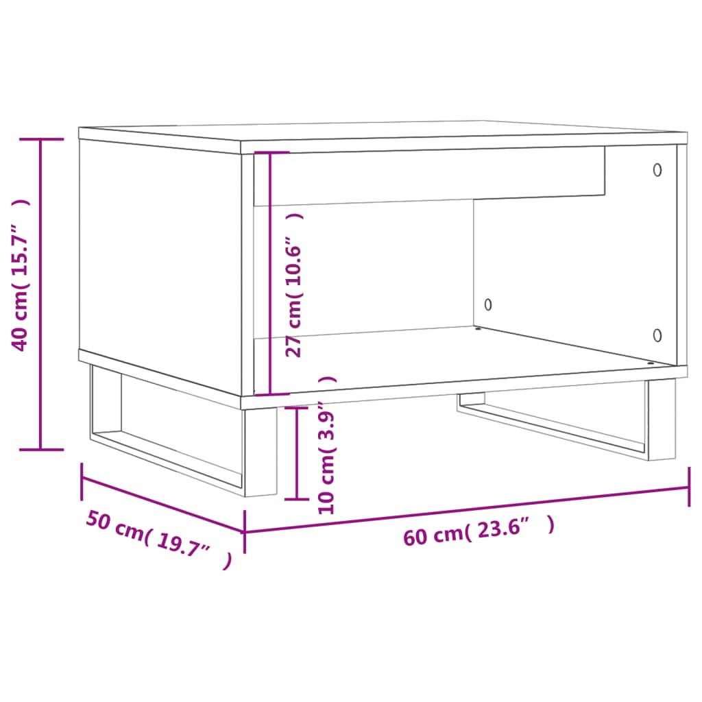 Betongrauer Couchtisch 60x50x40 cm, Holzwerkstoff