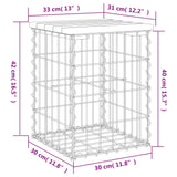 Banc de jardin design gabion 33x31x42 cm bois de pin imprégné