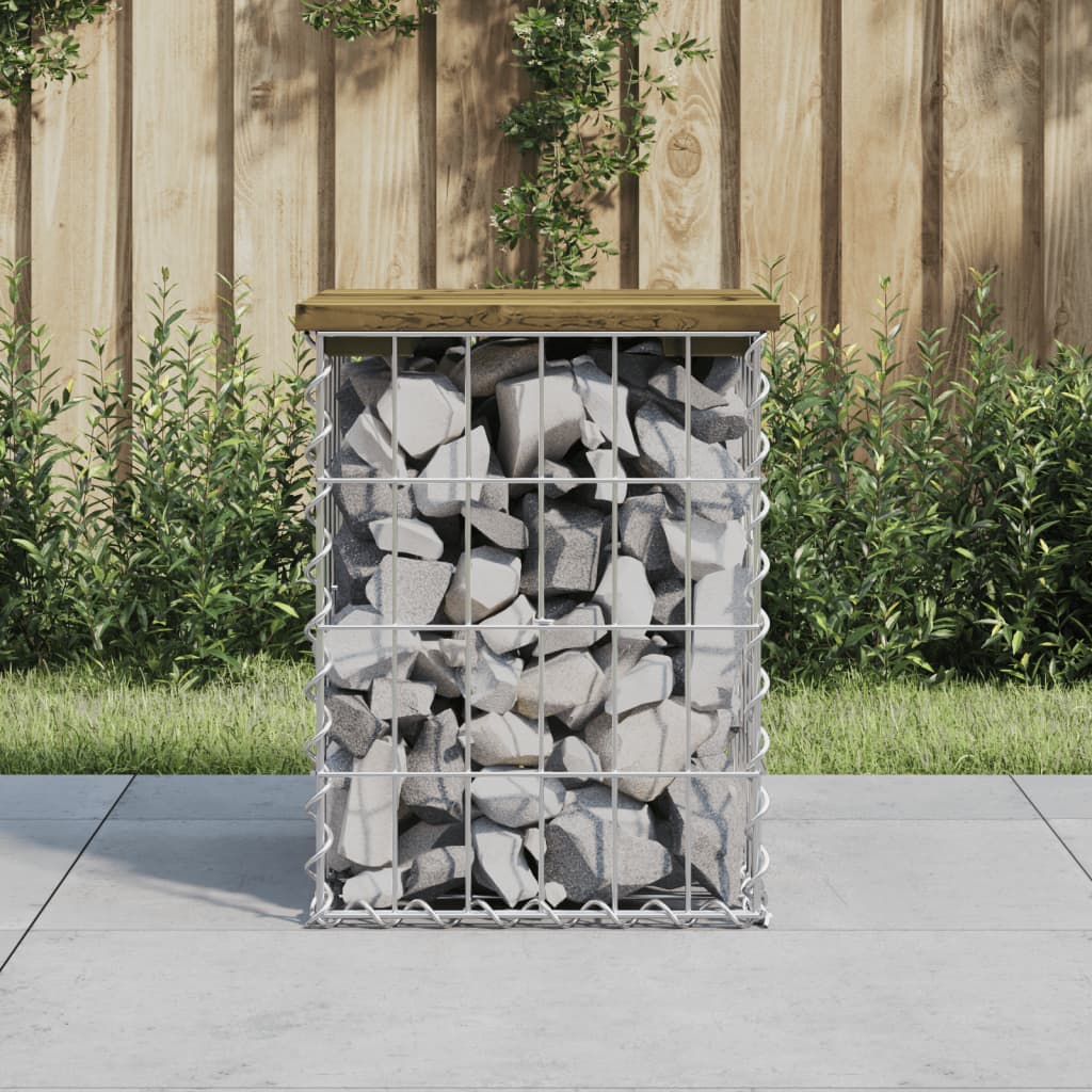 Banc de jardin design gabion 33x31x42 cm bois de pin imprégné