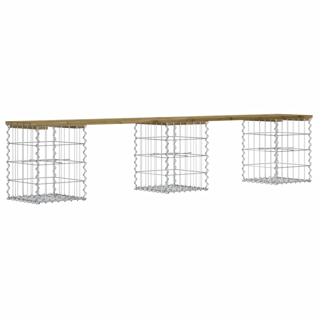 Banc de jardin design gabion 203x31x42 cm bois de pin imprégné