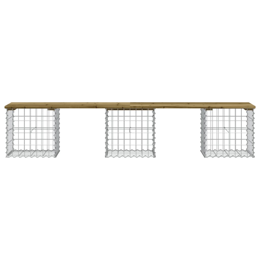 Banc de jardin design gabion 203x44x42 cm bois de pin imprégné