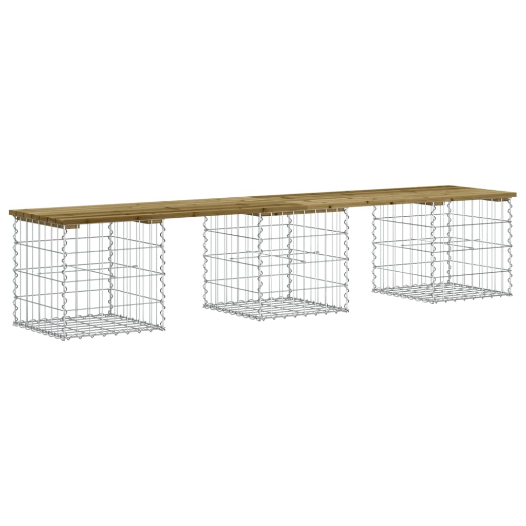 Banc de jardin design gabion 203x44x42 cm bois de pin imprégné