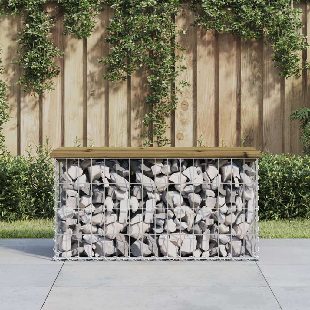 Banc de jardin design gabion 83x31,5x42 cm bois de pin imprégné