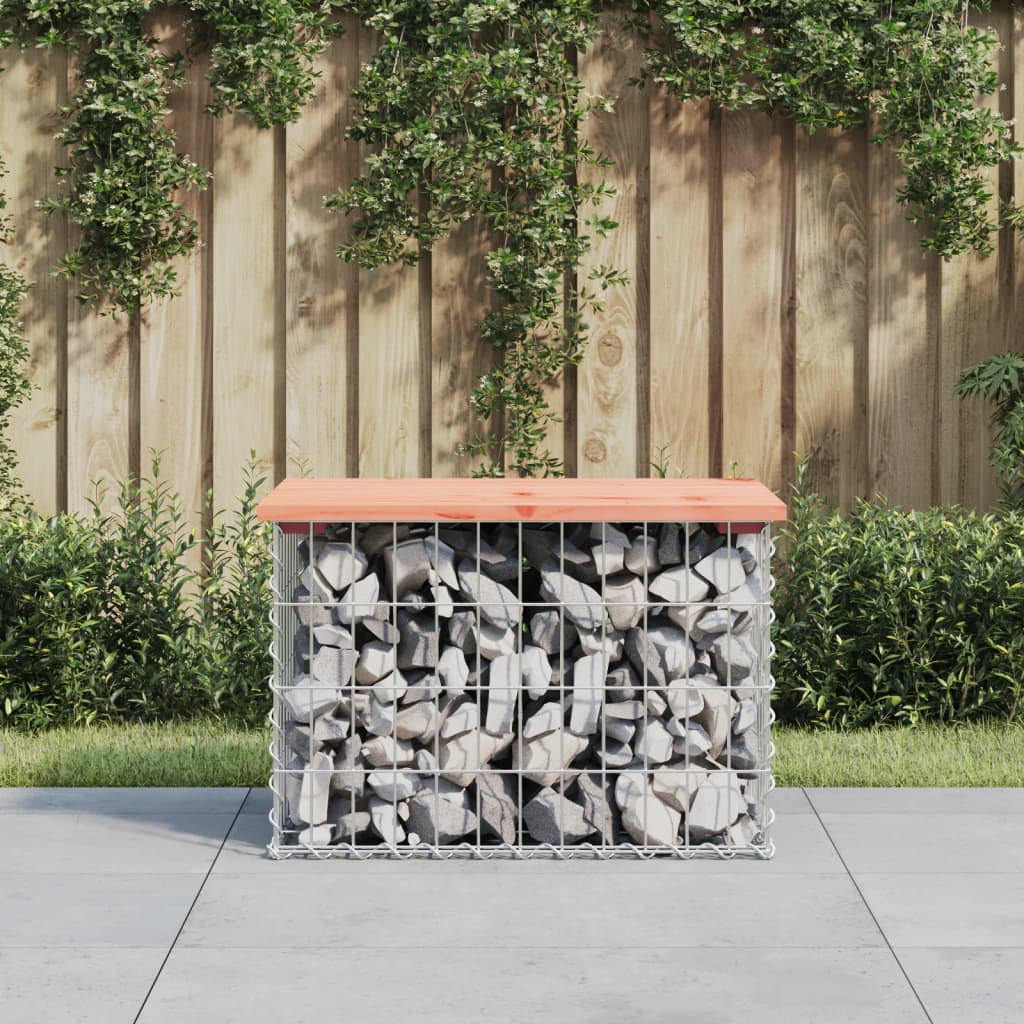 Gabion designer garden bench 63x44x42 cm solid douglas wood