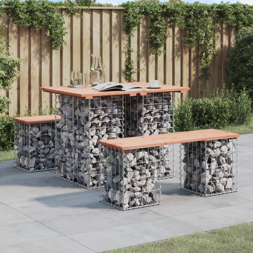 Banc de jardin design gabion 100x70x72cm bois massif de douglas