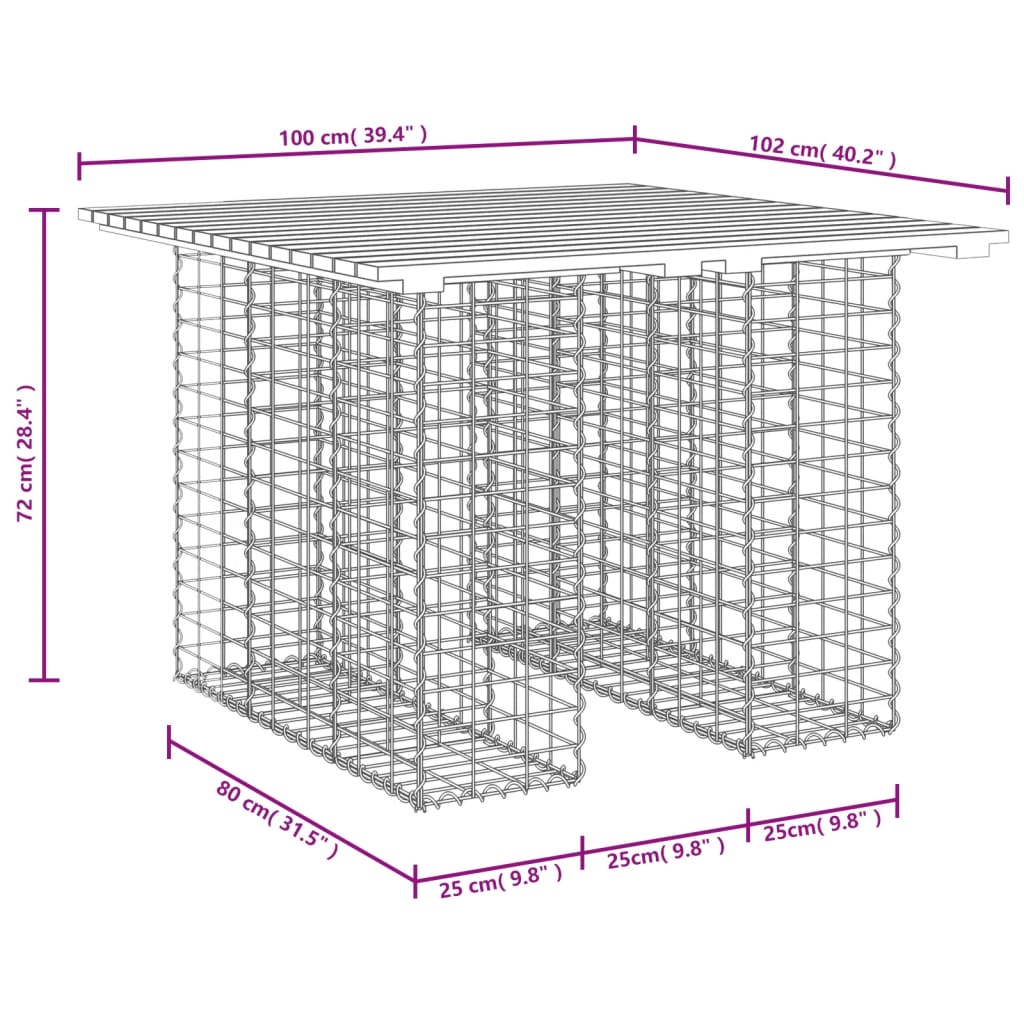 Banc de jardin design de gabion 100x102x72cm bois massif de pin