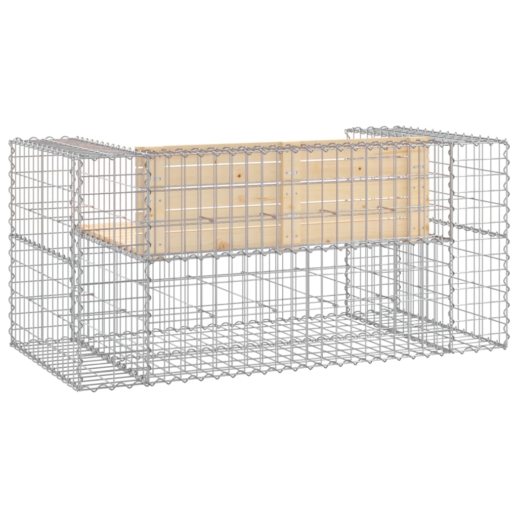 Banc de jardin design gabion 143x71x65,5 cm bois massif de pin