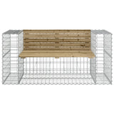 Banc de jardin design gabion 143x71x65,5cm bois de pin imprégné