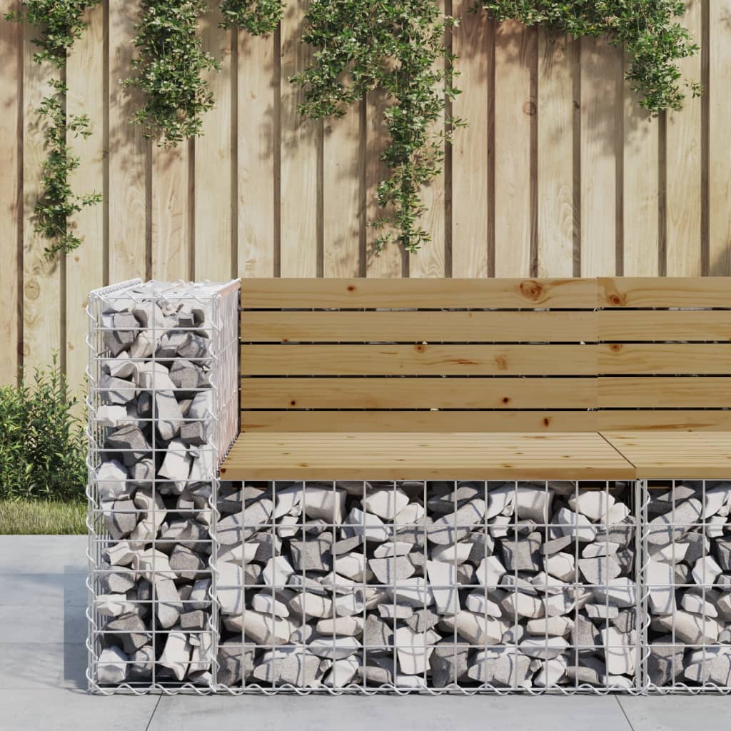 Banc de jardin design gabion 92x71x65,5cm bois de pin imprégné