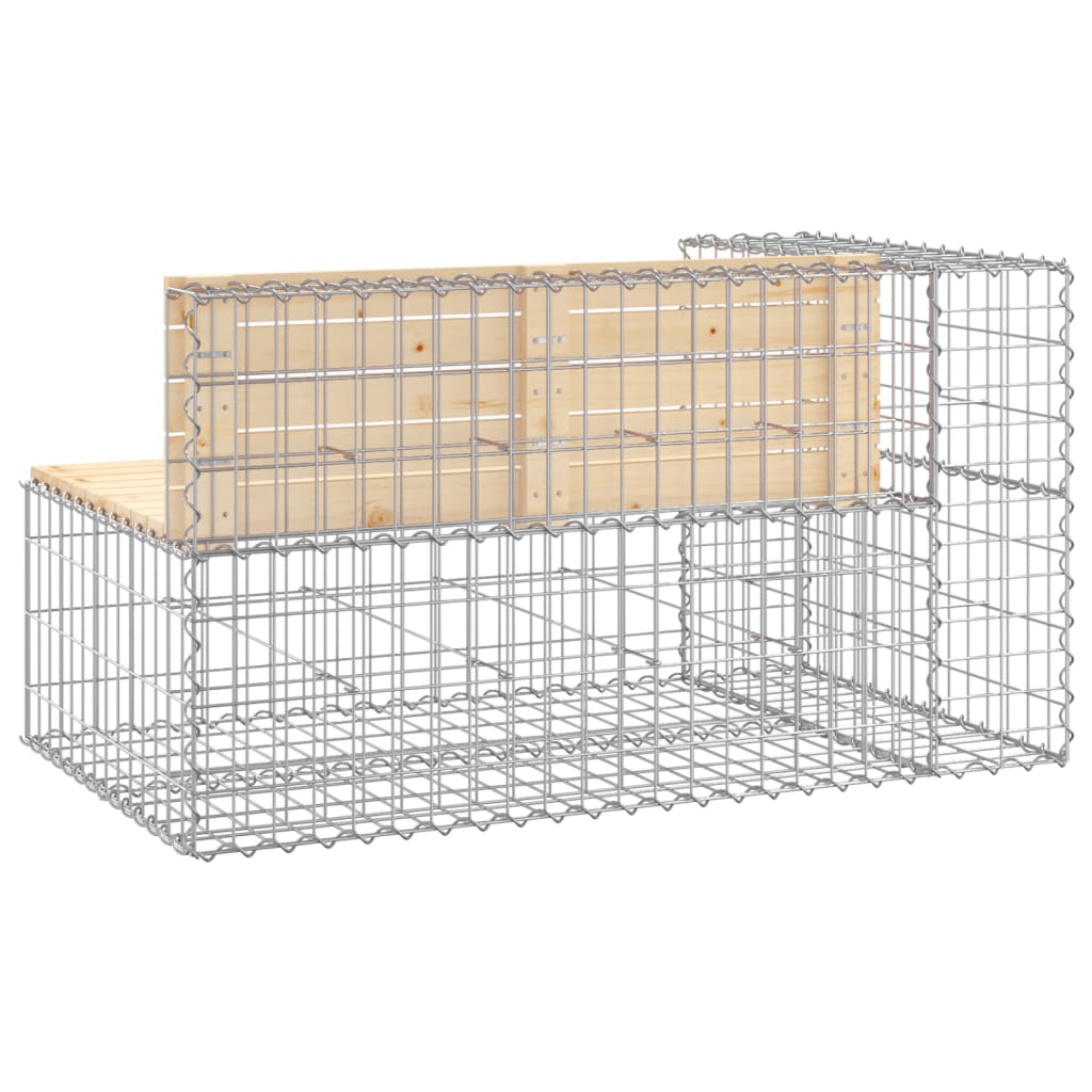 Banc de jardin design gabion 122x71x65,5 cm bois massif de pin