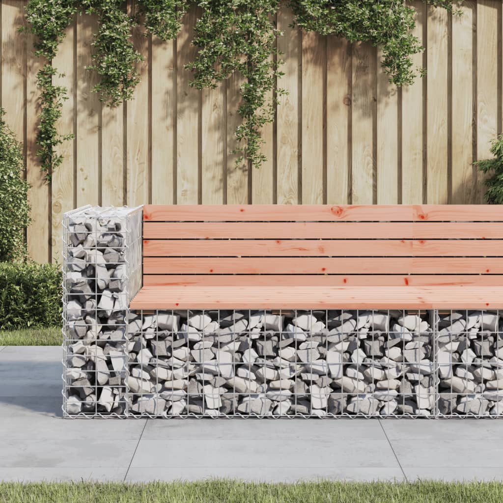 Gartenbank im Gabionen-Design, 122 x 71 x 65,5 cm, massives Douglasienholz