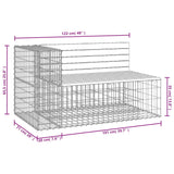 Banc de jardin design gabion 122x71x65,5cm bois de pin imprégné