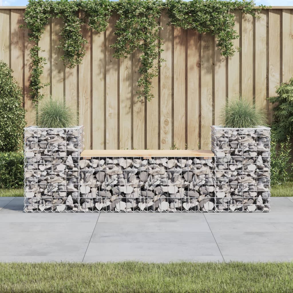 Banc de jardin design gabion 183x41x60,5 cm bois massif de pin