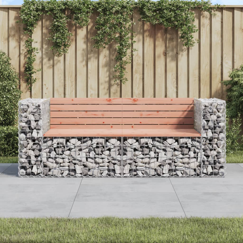 Gartenbank im Gabionen-Design, 184 x 71 x 65,5 cm, massives Douglasienholz