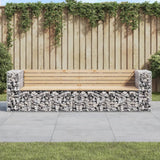 Gartenbank im Gabionen-Design, 244 x 71 x 65,5 cm, massives Kiefernholz