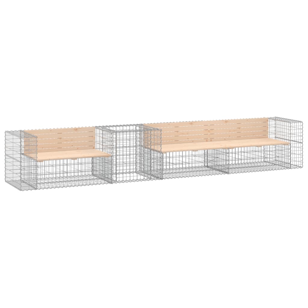 Banc de jardin avec panier en gabion bois massif de pin