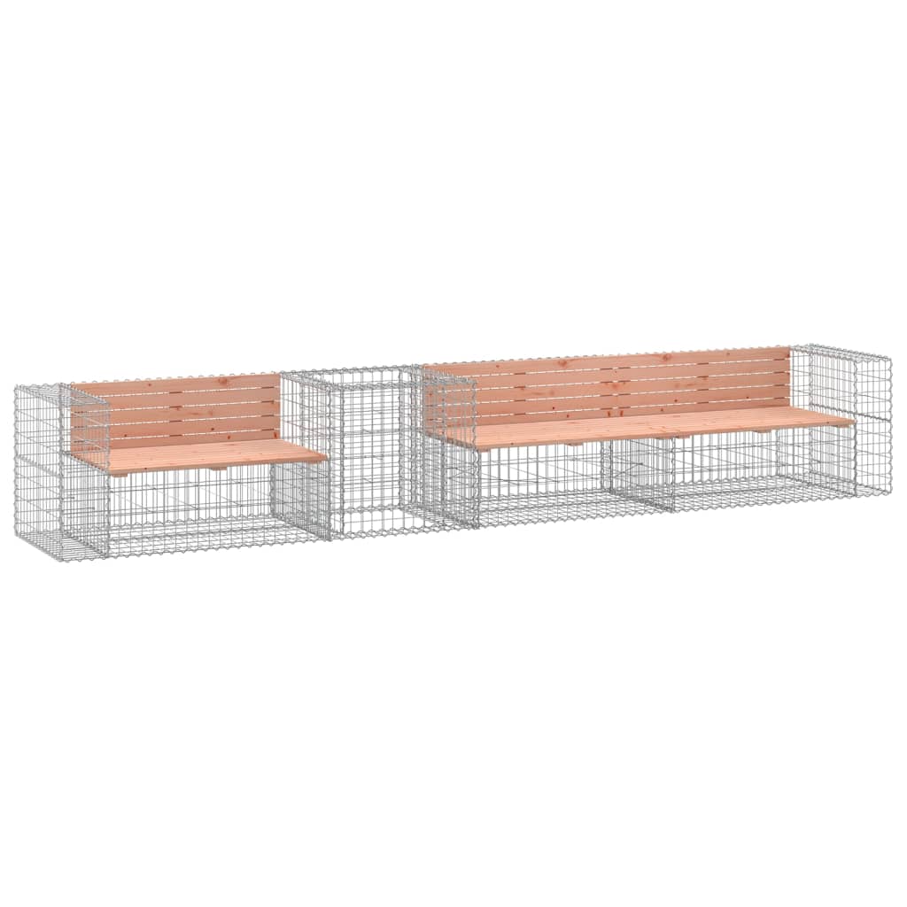 Banc de jardin avec panier en gabion bois massif de douglas