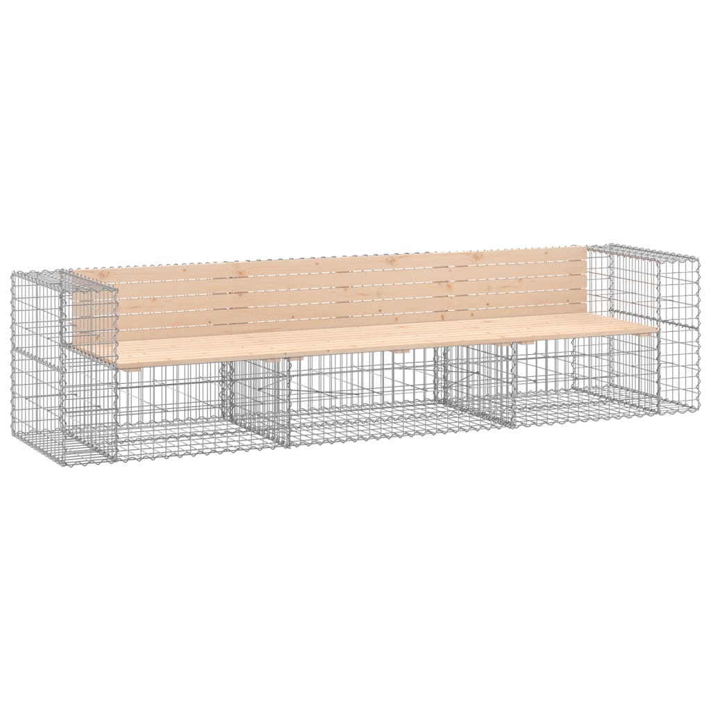 Banc de jardin design gabion 287x71x65,5 cm bois massif de pin