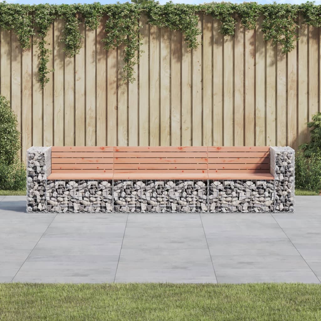 Banc jardin design gabion 287x71x65,5 cm bois massif de douglas