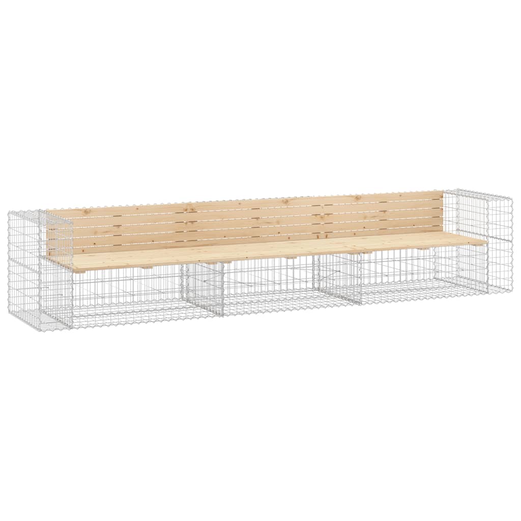 Banc de jardin design gabion 347x71x65,5 cm bois massif de pin