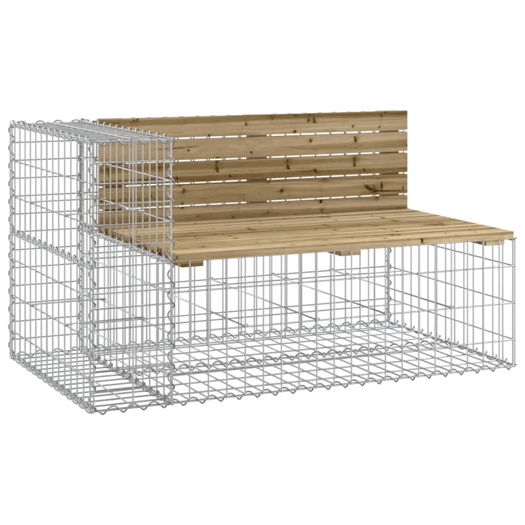 Banc de jardin design gabion 347x71x65,5cm bois de pin imprégné