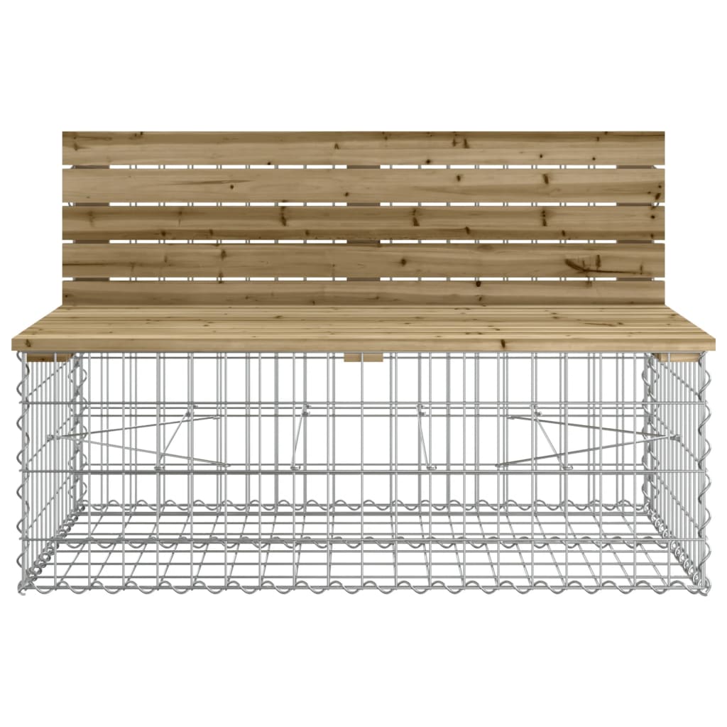 Banc de jardin design gabion 347x71x65,5cm bois de pin imprégné