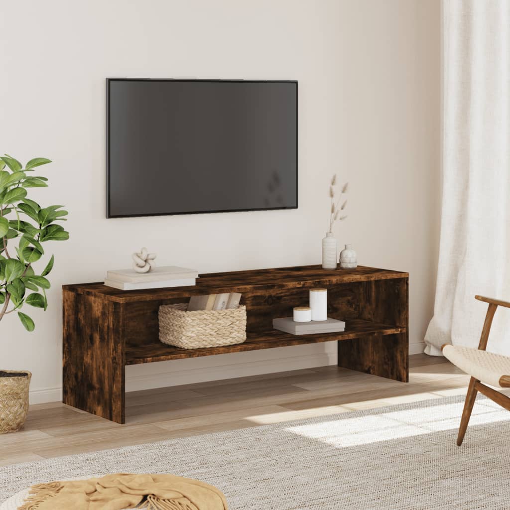 Meuble TV chêne fumé 120x40x40 cm bois d'ingénierie