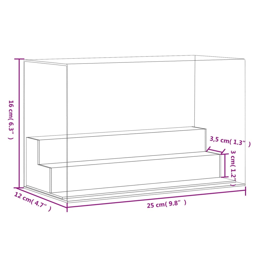 Clear display box 25x12x16 cm acrylic