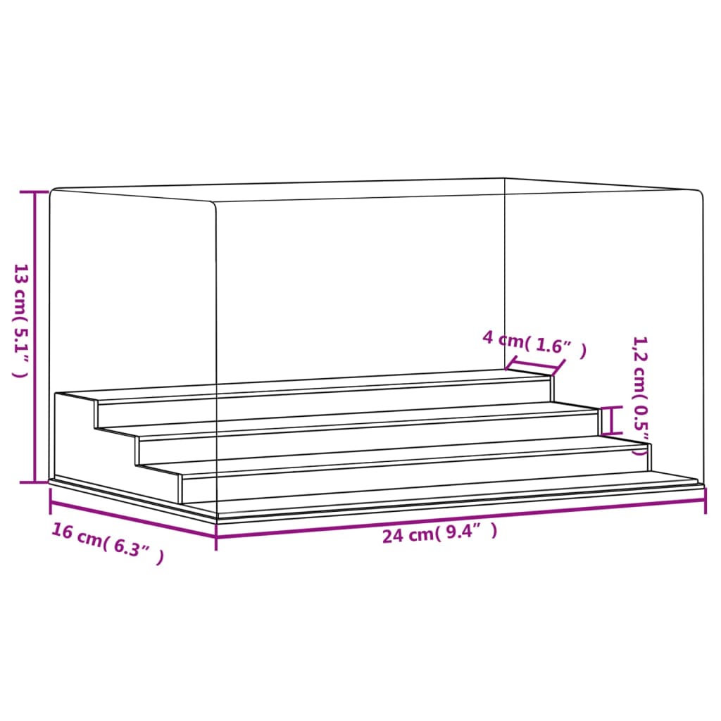 Clear display box 24x16x13 cm acrylic