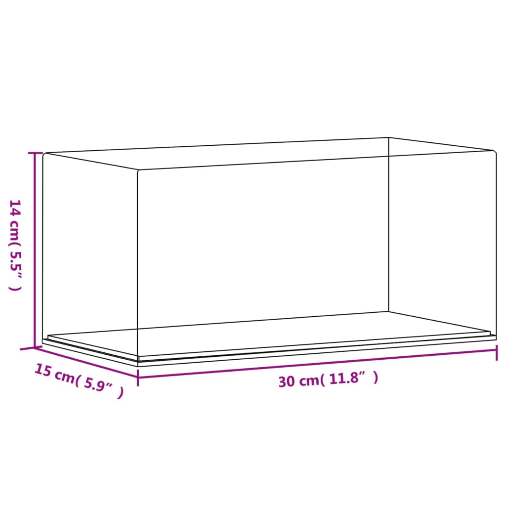 Transparent display box 30x15x14 cm acrylic