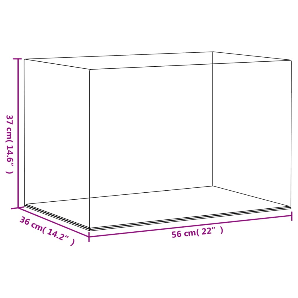 Transparent display box 56x36x37 cm acrylic