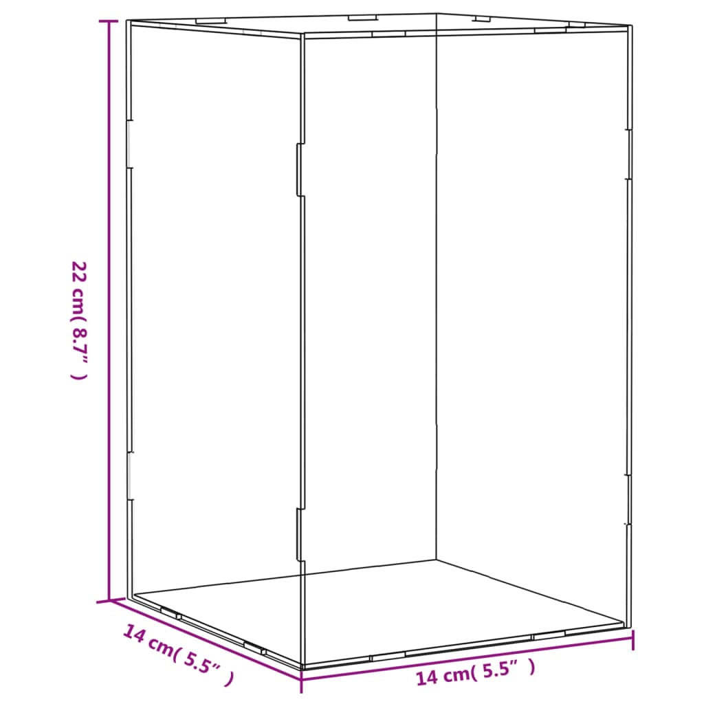 Clear display box 14x14x22 cm acrylic