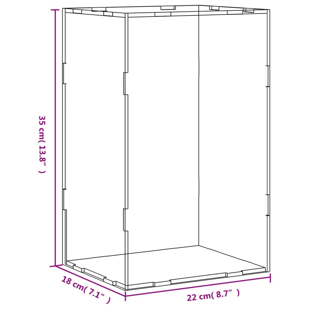 Transparent display box 22x18x35 cm acrylic