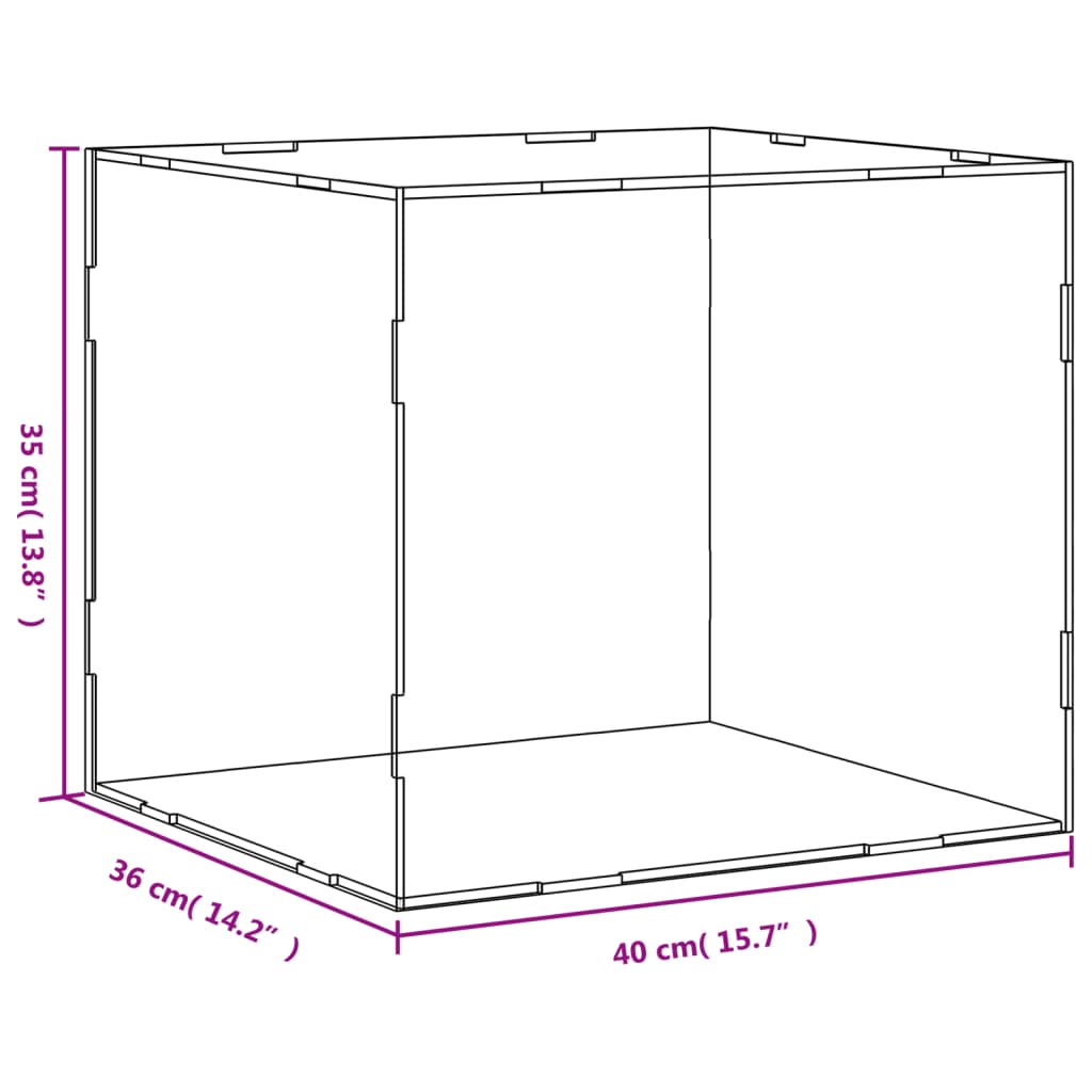 Transparent display box 40x36x35 cm acrylic