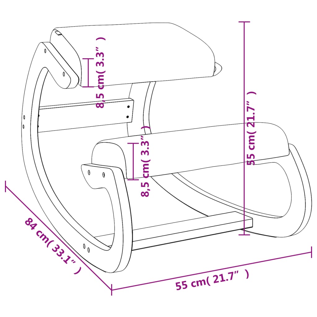 Schwarzer Kniestuhl 55x84x55 cm Birkensperrholz