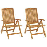 Chaises de jardin inclinables lot de 2 et coussins teck massif