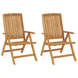 Chaises de jardin inclinables lot de 2 et coussins teck massif