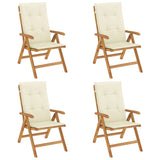 Chaises de jardin inclinables lot de 4 et coussins bois teck