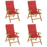 Chaises de jardin inclinables lot de 4 et coussins bois teck