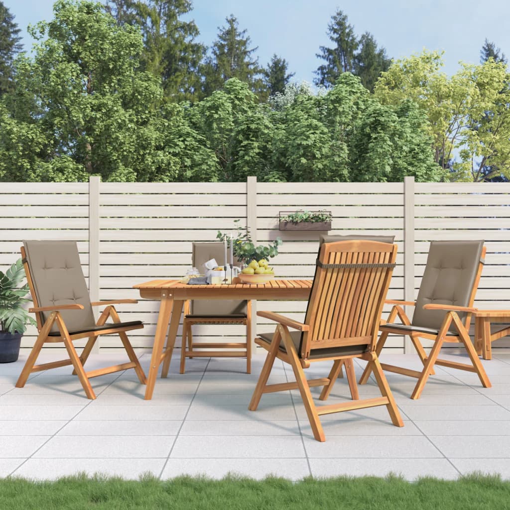 Chaises de jardin inclinables lot de 4 et coussins bois teck