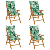 Chaises de jardin inclinables lot de 4 et coussins bois teck