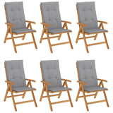 Chaises de jardin inclinables et coussins lot de 6 bois teck