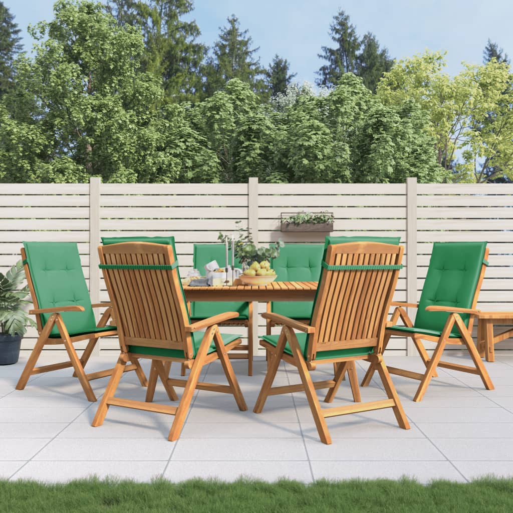 Liegende Gartenstühle und Kissen, 6er-Set aus Teakholz