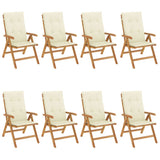 Chaises de jardin inclinables et coussins lot de 8 teck solide