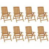 Chaises de jardin inclinables et coussins lot de 8 teck solide